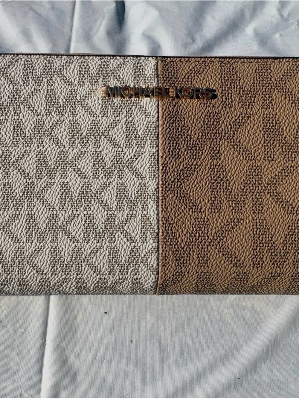 Michael Kors WoMen’s Two-Tone Brown and Beige Leather Clutch